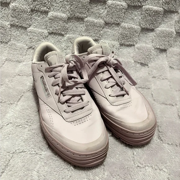 ♡Reebok Club C Double GEO Purple Leather Sneakers♡ - Picture 2 of 7